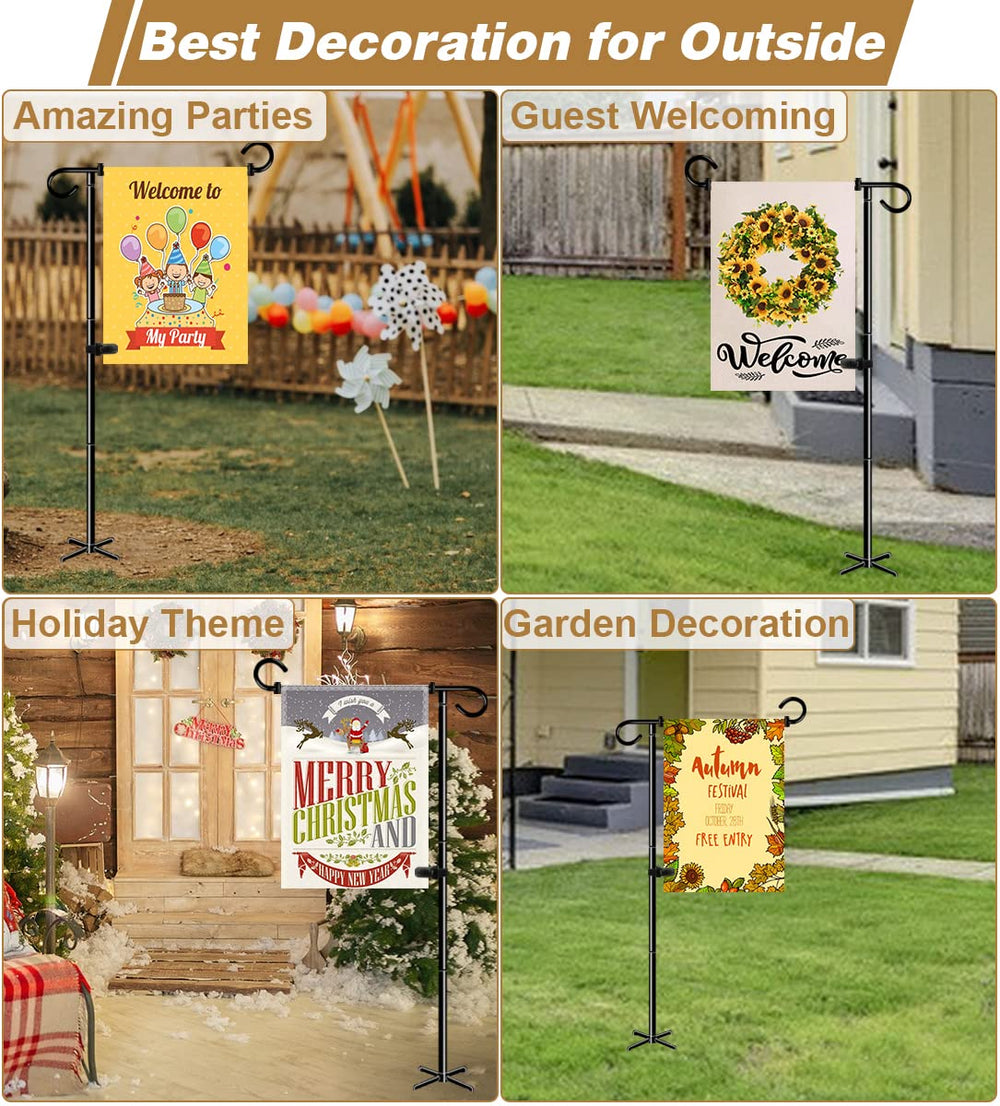 Whoonba two-pack flag stands in front yard for seasonal decor