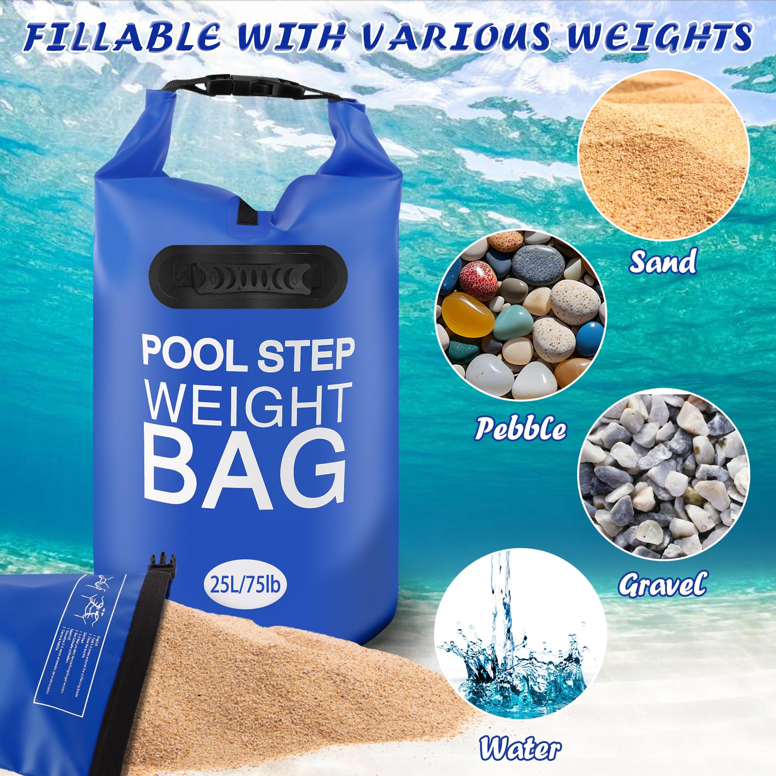 whumsdog folded flat bags stored compactly to save pool deck space