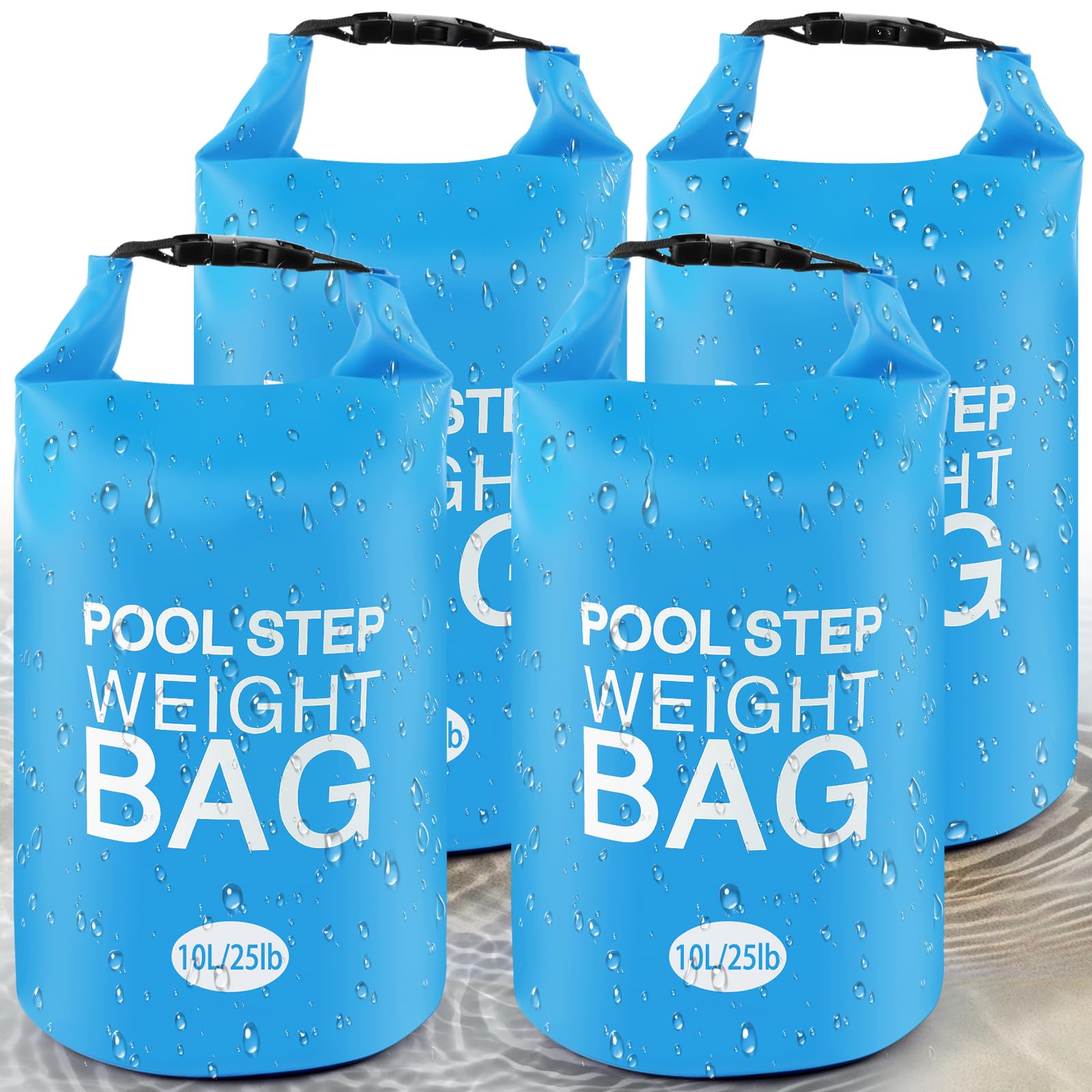 whumsdog front view of 4-pack pool weights showing compact packaging and stability benefit