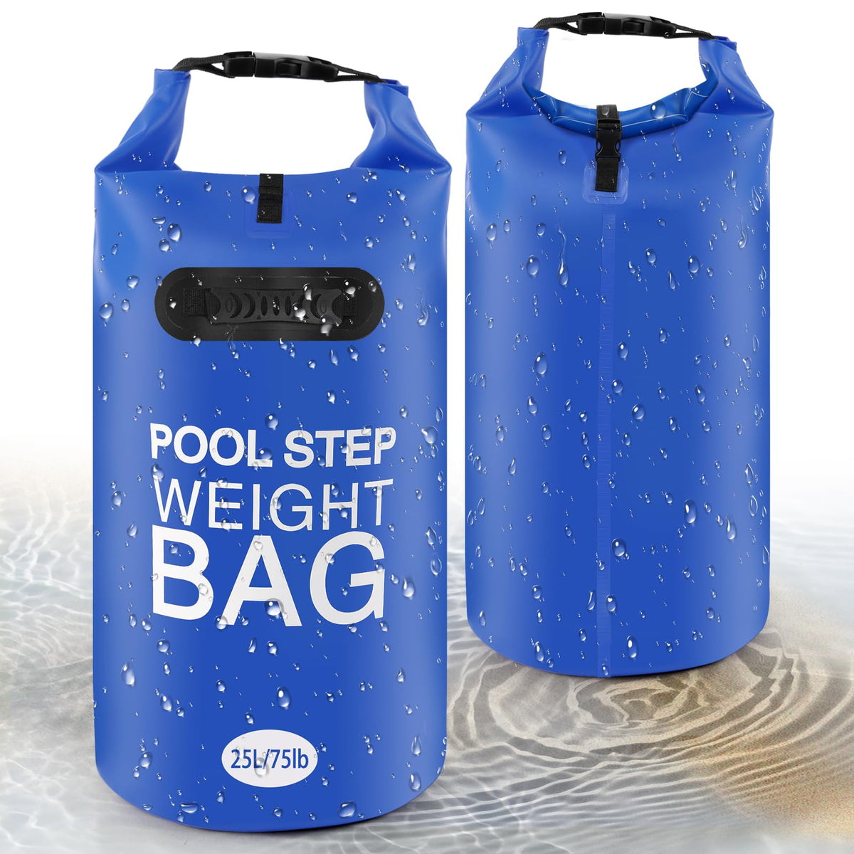 whumsdog front view of filled pool weight bag showing stable anchoring benefit