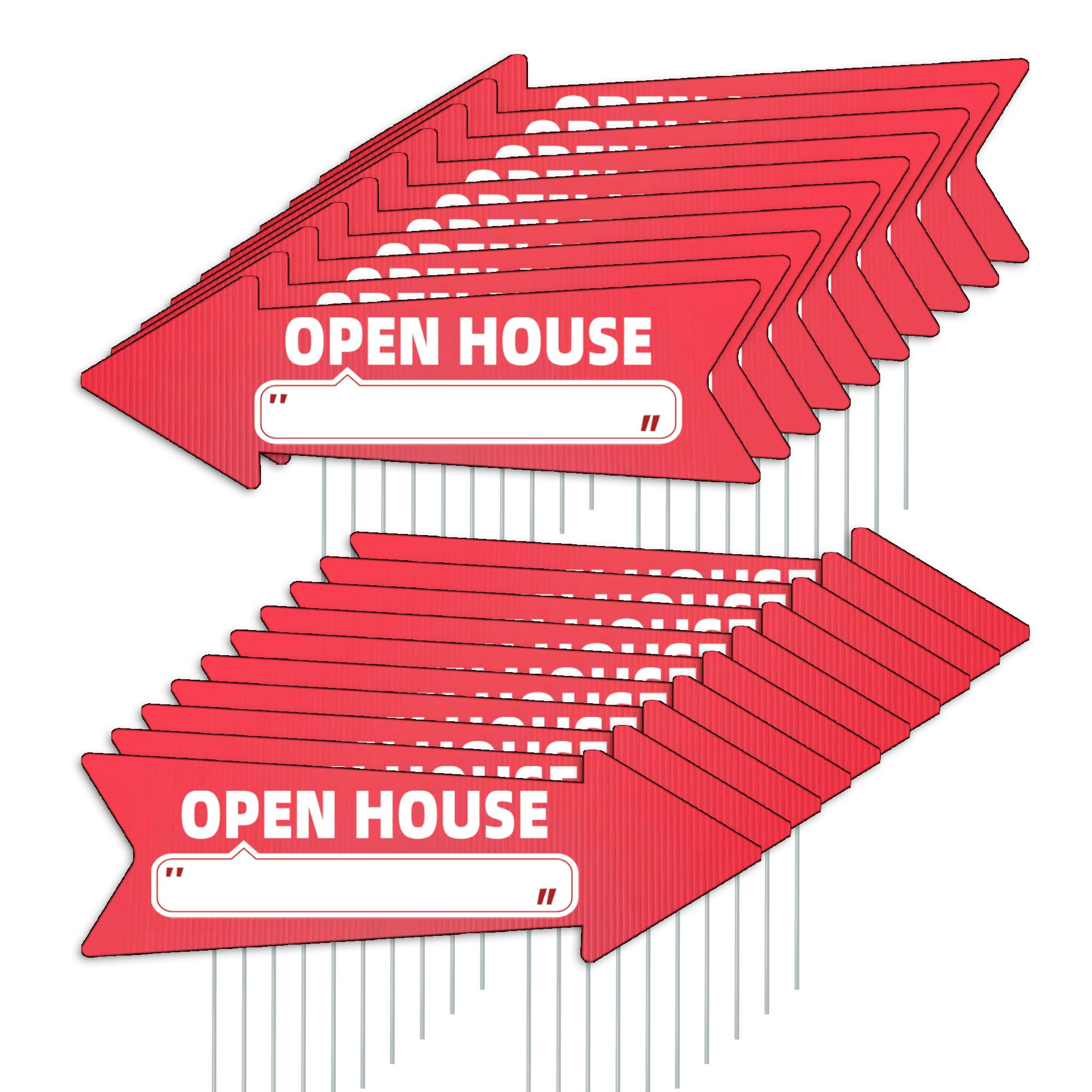 WHWHW front view of red arrow sign showing clear direction and visibility