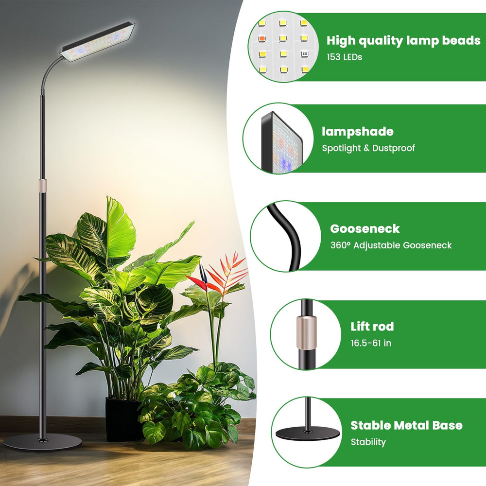 Wiaxulay height extended to 61 inches beside chair to show scale and tall plant coverage