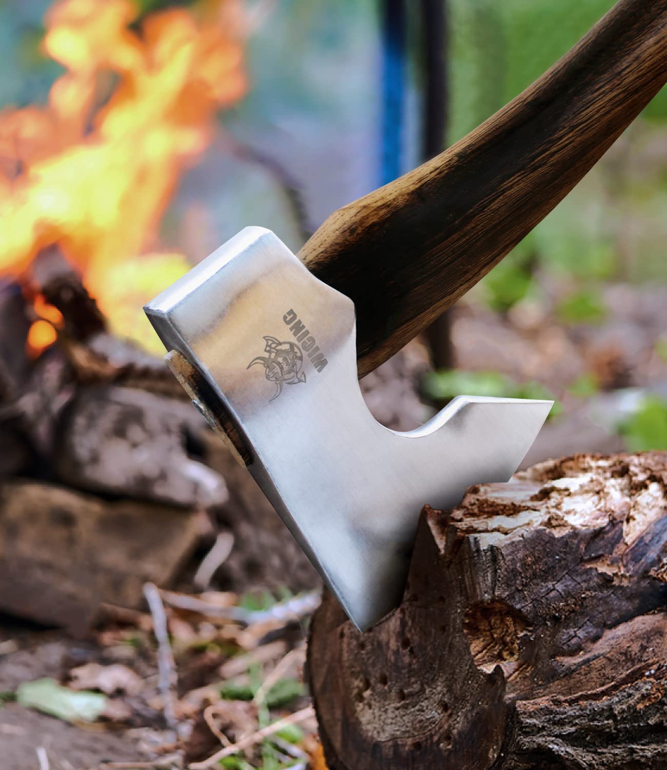 WICING beech wood handle grain detail offering comfortable, shock-absorbing grip