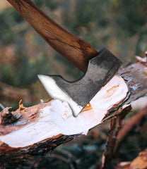 WICING hatchet with leather sheath protecting blade for safe transport