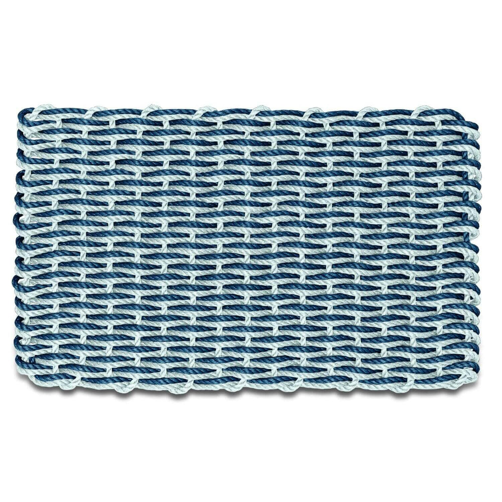 Wicked Good Doormats front view showing navy and seafoam welcome look and curb appeal