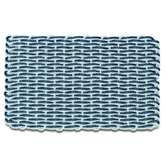 Wicked Good Doormats front view showing navy and seafoam welcome look and curb appeal