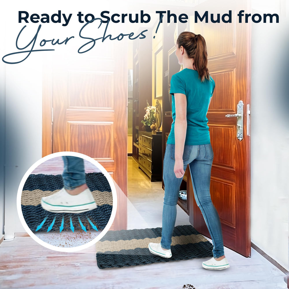 Wicked Good Doormats with a foot scraping action demonstrating debris removal benefit