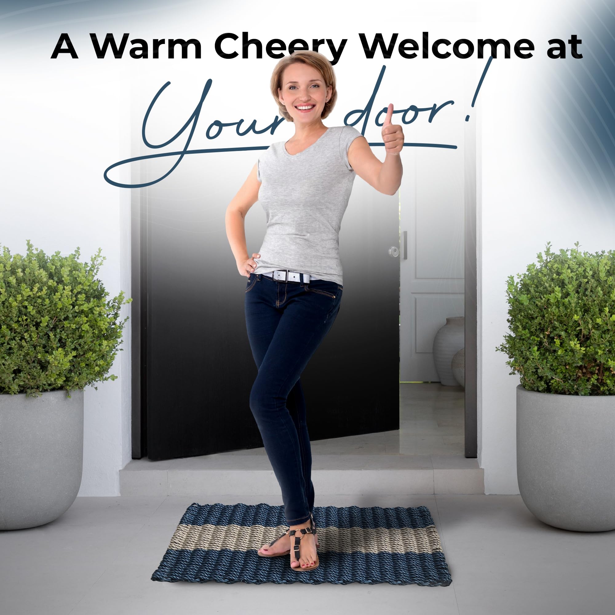 Wicked Good Doormats being hosed off to show easy cleaning and fast drying benefit