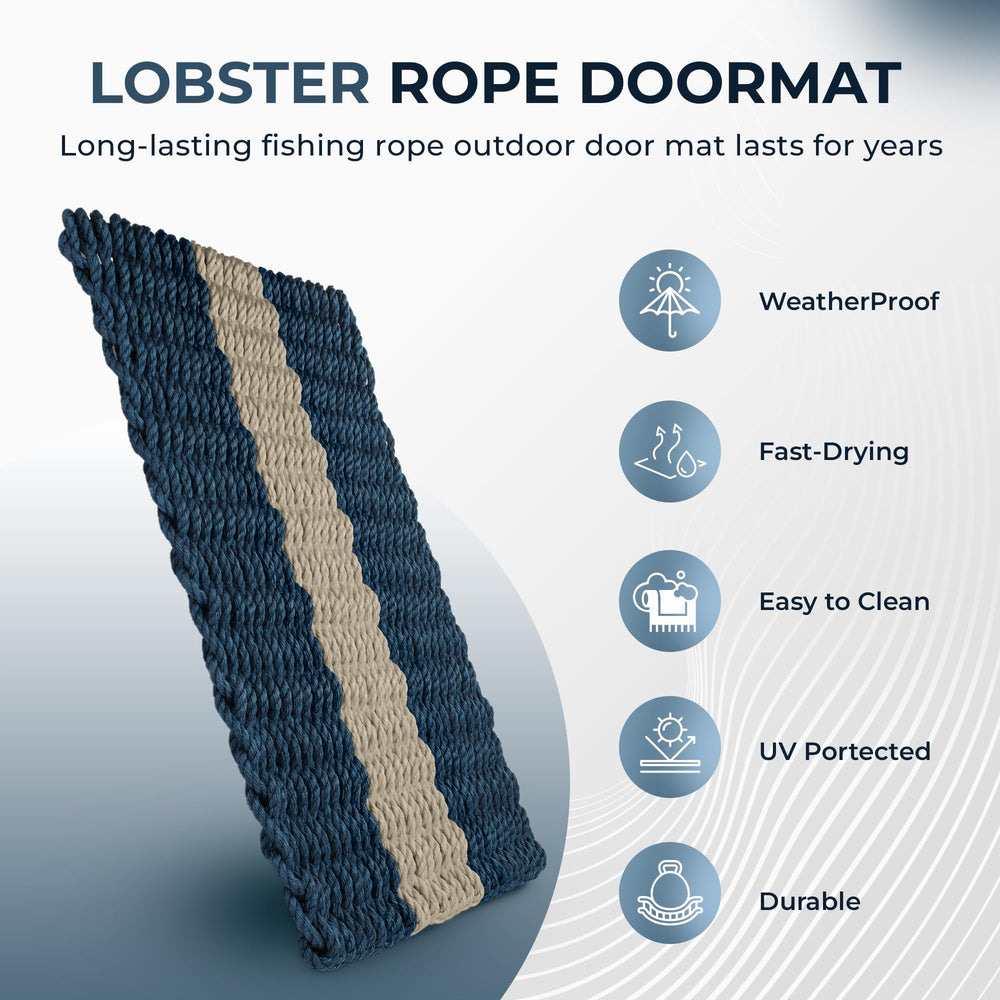 Wicked Good Doormats on a coastal porch setting demonstrating weatherproof outdoor style benefit