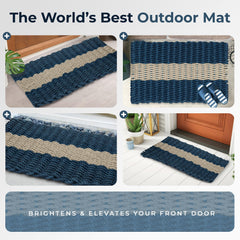 Wicked Good Doormats side profile showing 1.25 inch thickness and weight stability benefit