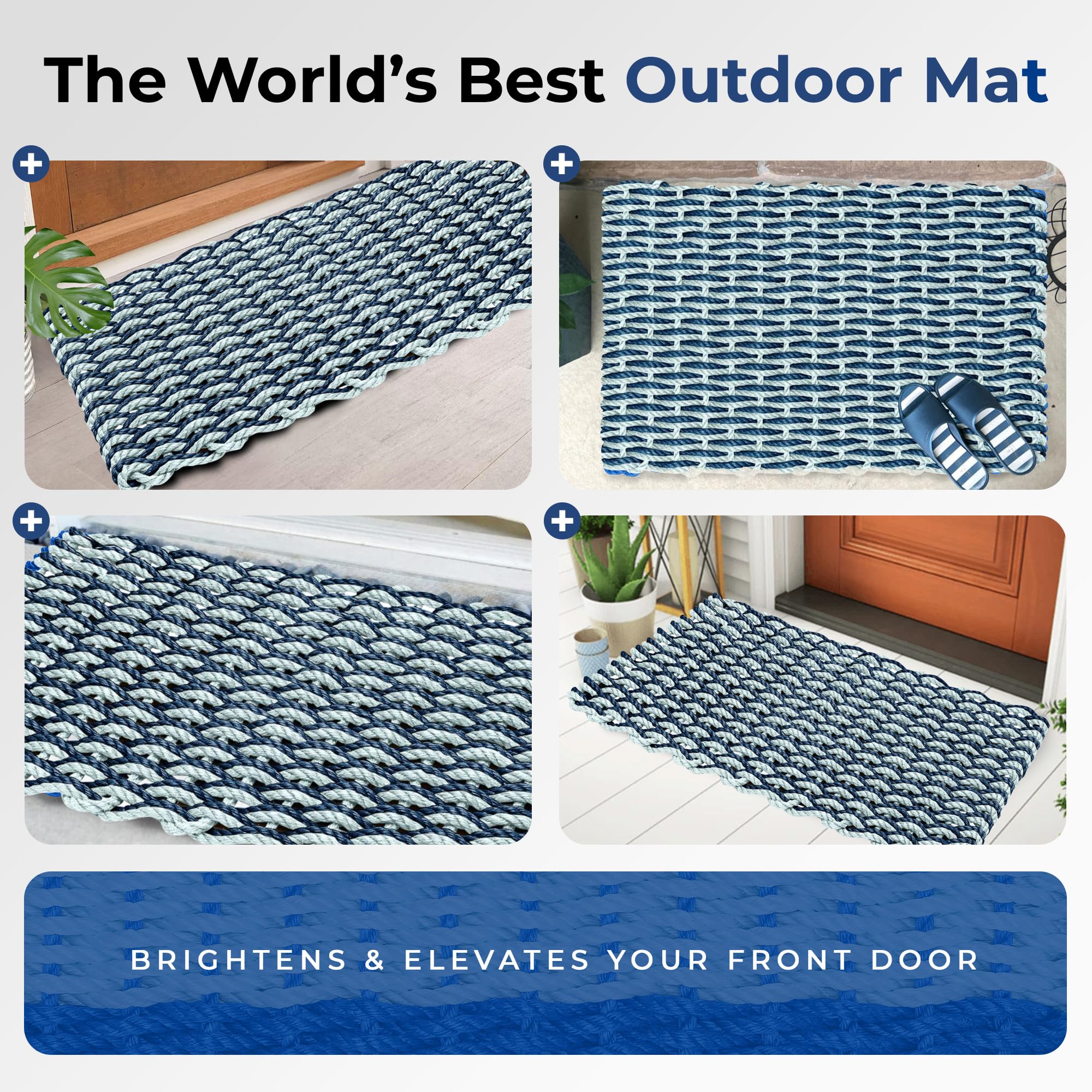 Wicked Good Doormats side profile showing 1.25 inch thickness and sturdy weight