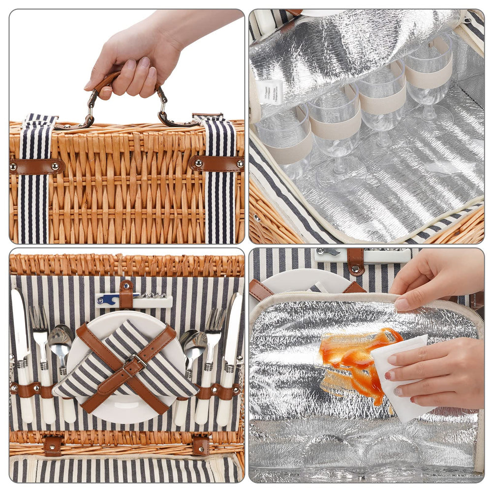 WICKERLAND basket next to a book to show compact size and carrying ease