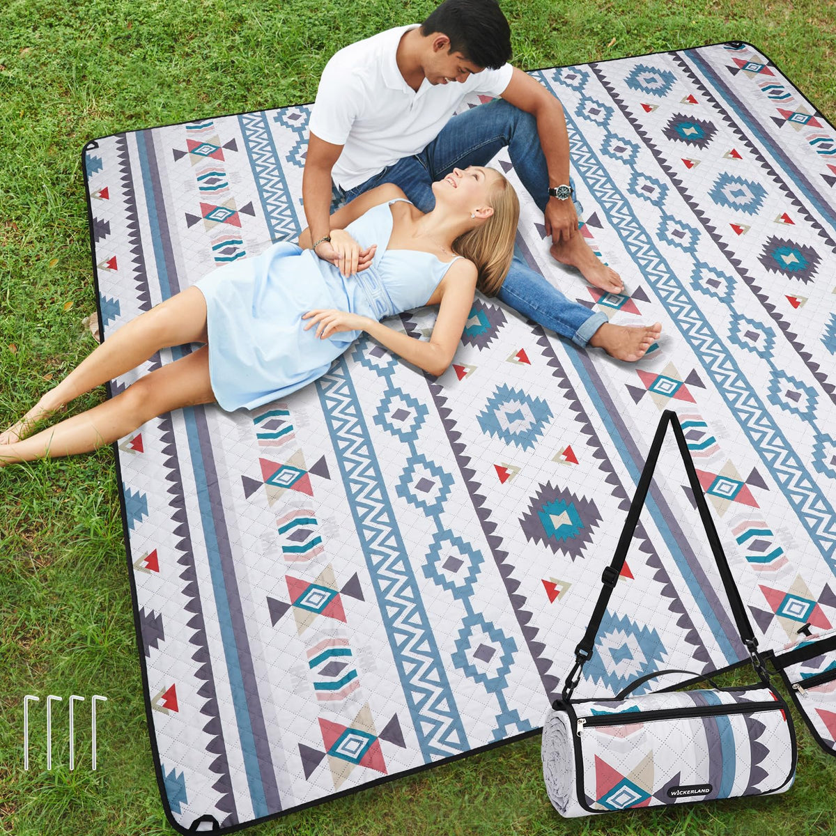 WICKERLAND front packed with strap showing compact portability and easy carry
