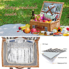 WICKERLAND open basket with organized tableware showing ready-to-use convenience