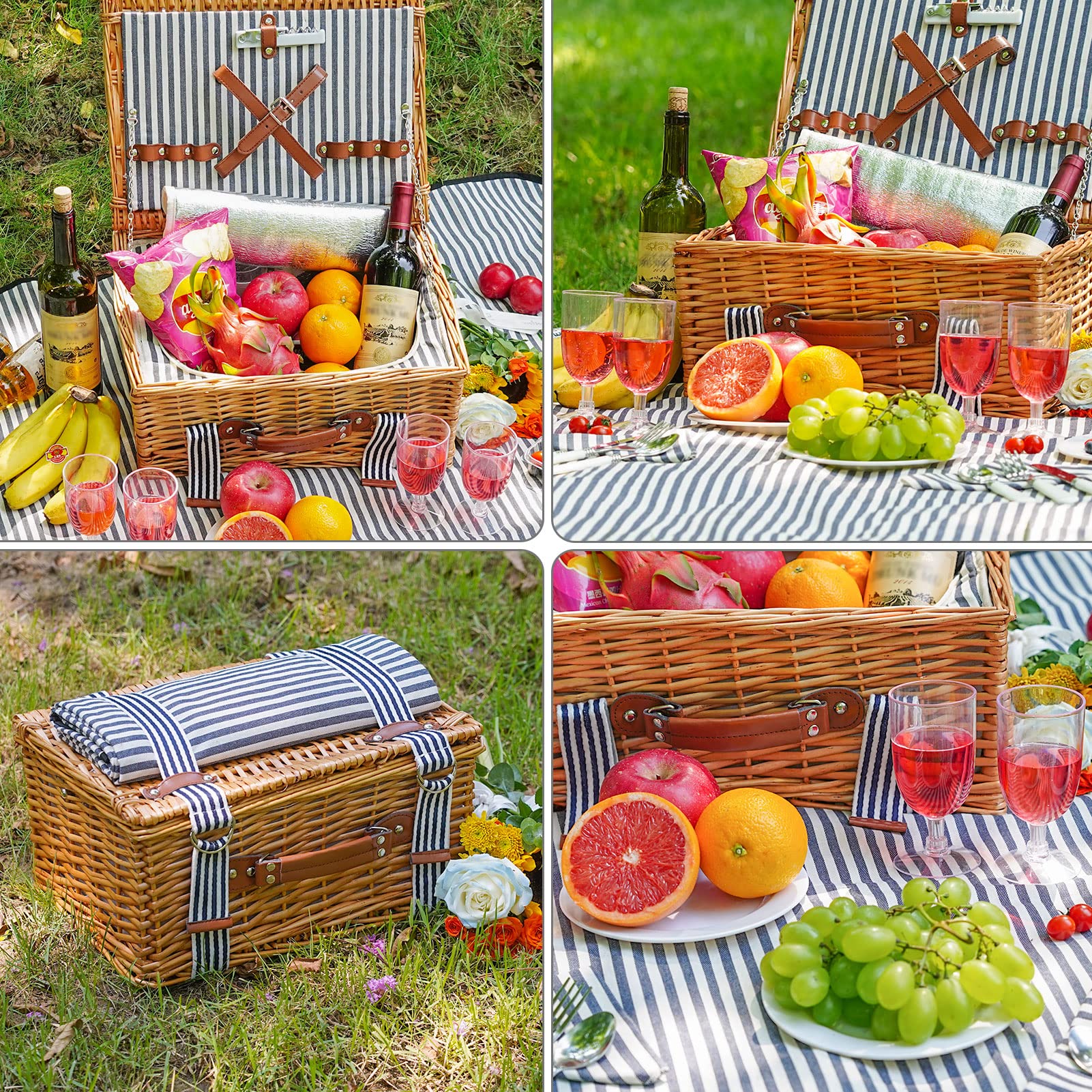WICKERLAND waterproof picnic blanket spread on grass protecting against damp