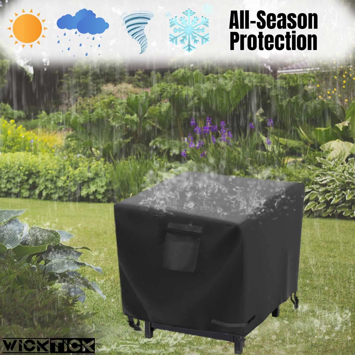 WICKTICK buckles velcro and drawstring securing cover in wind