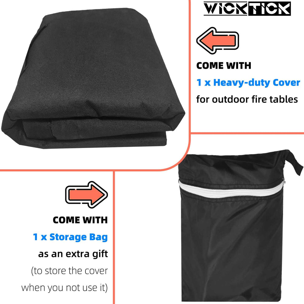 WICKTICK folded cover in storage bag for compact storage and easy transport