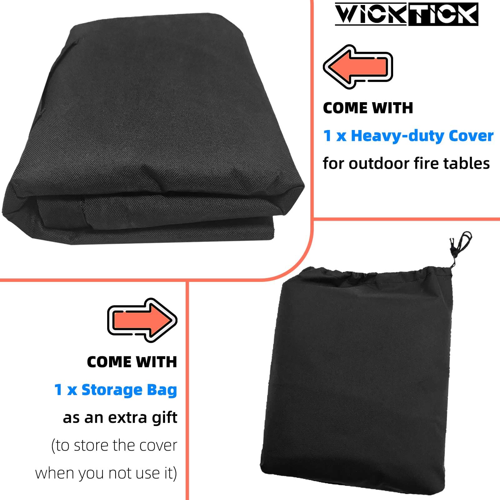 WICKTICK folded cover in storage bag for compact off-season storage