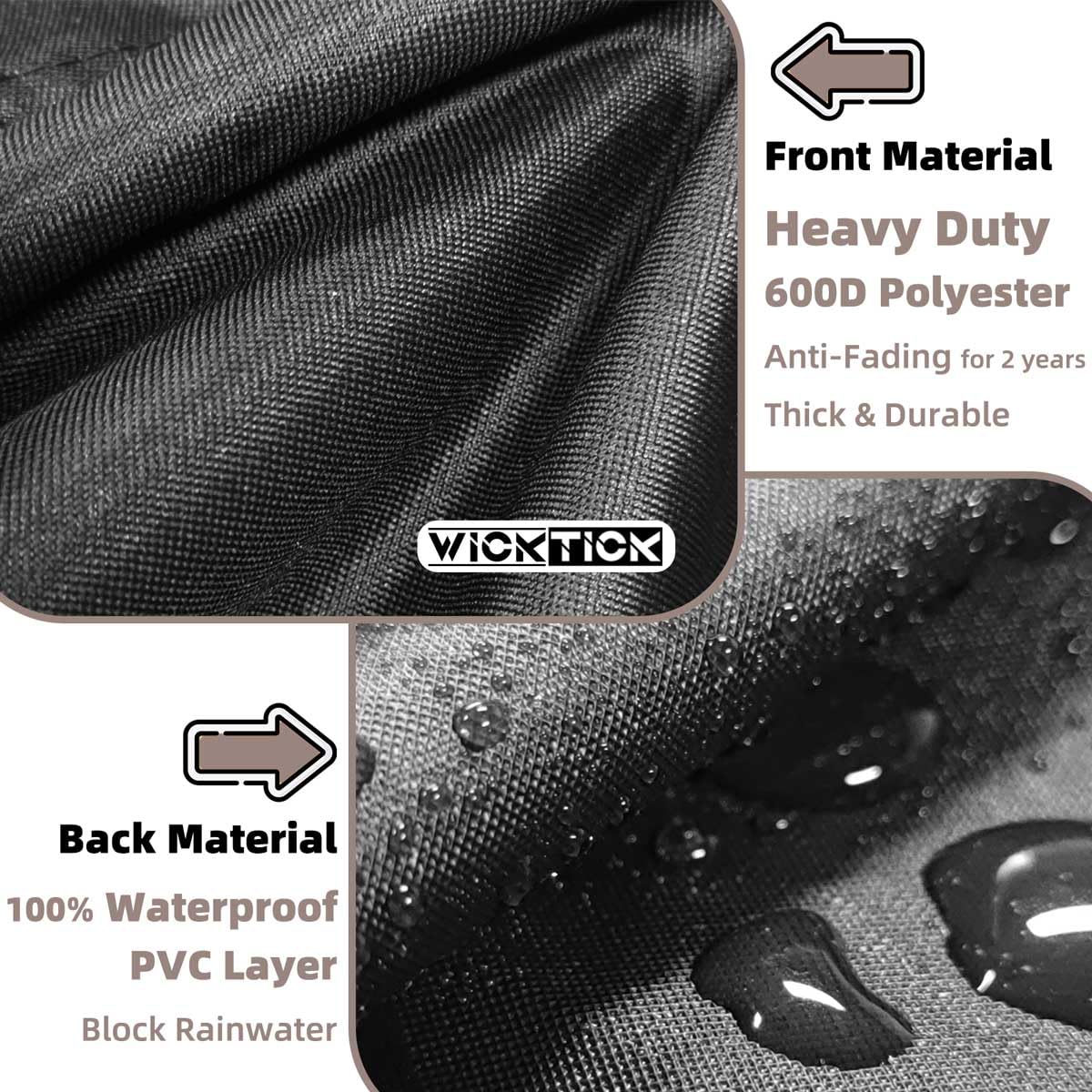 WICKTICK air vents close-up allowing moisture escape to reduce mildew risk