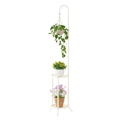 Wieghda front view of white two-tier stand showing compact vertical display benefit
