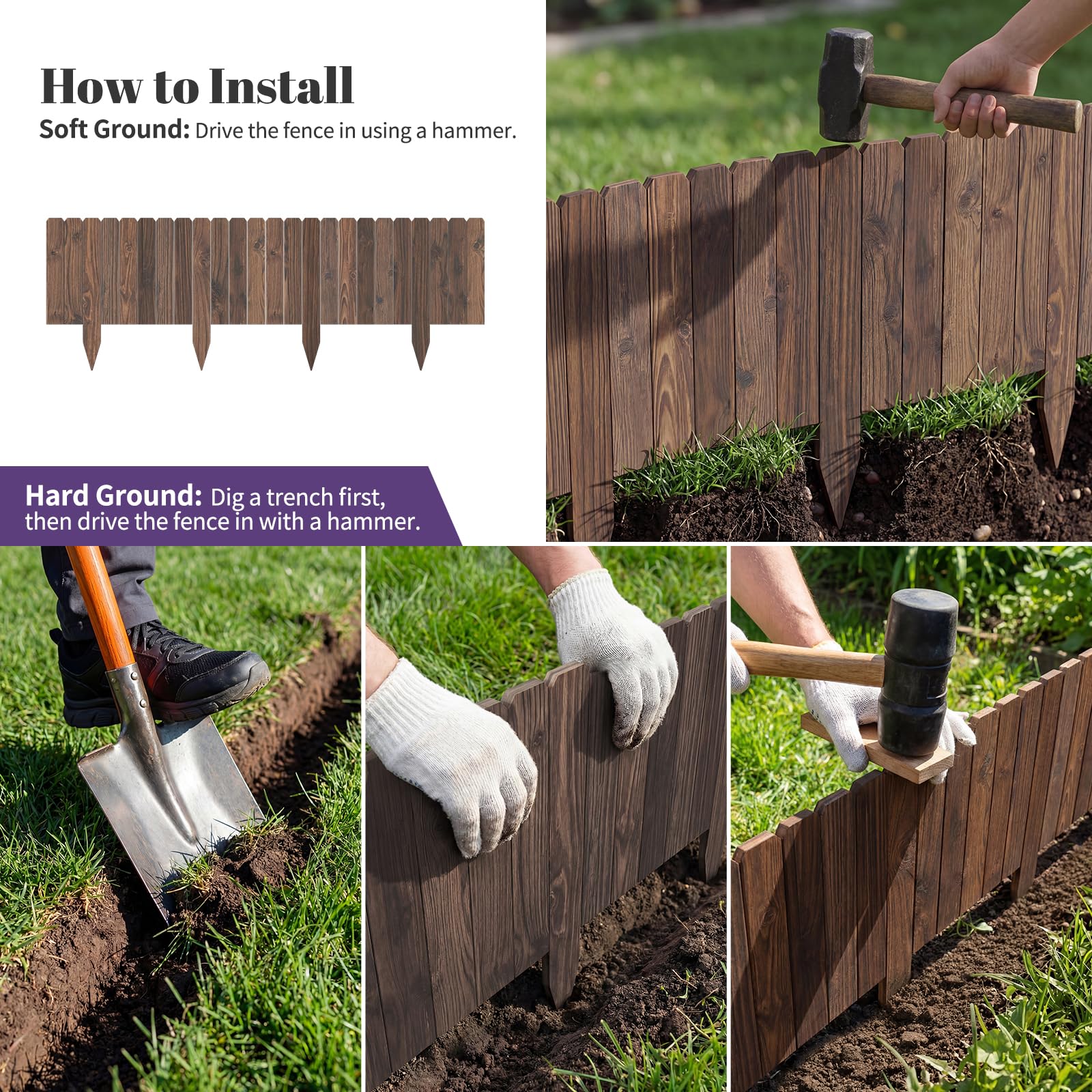 Wieghda installation detail with edging seated in ground for stable, tool-free placement