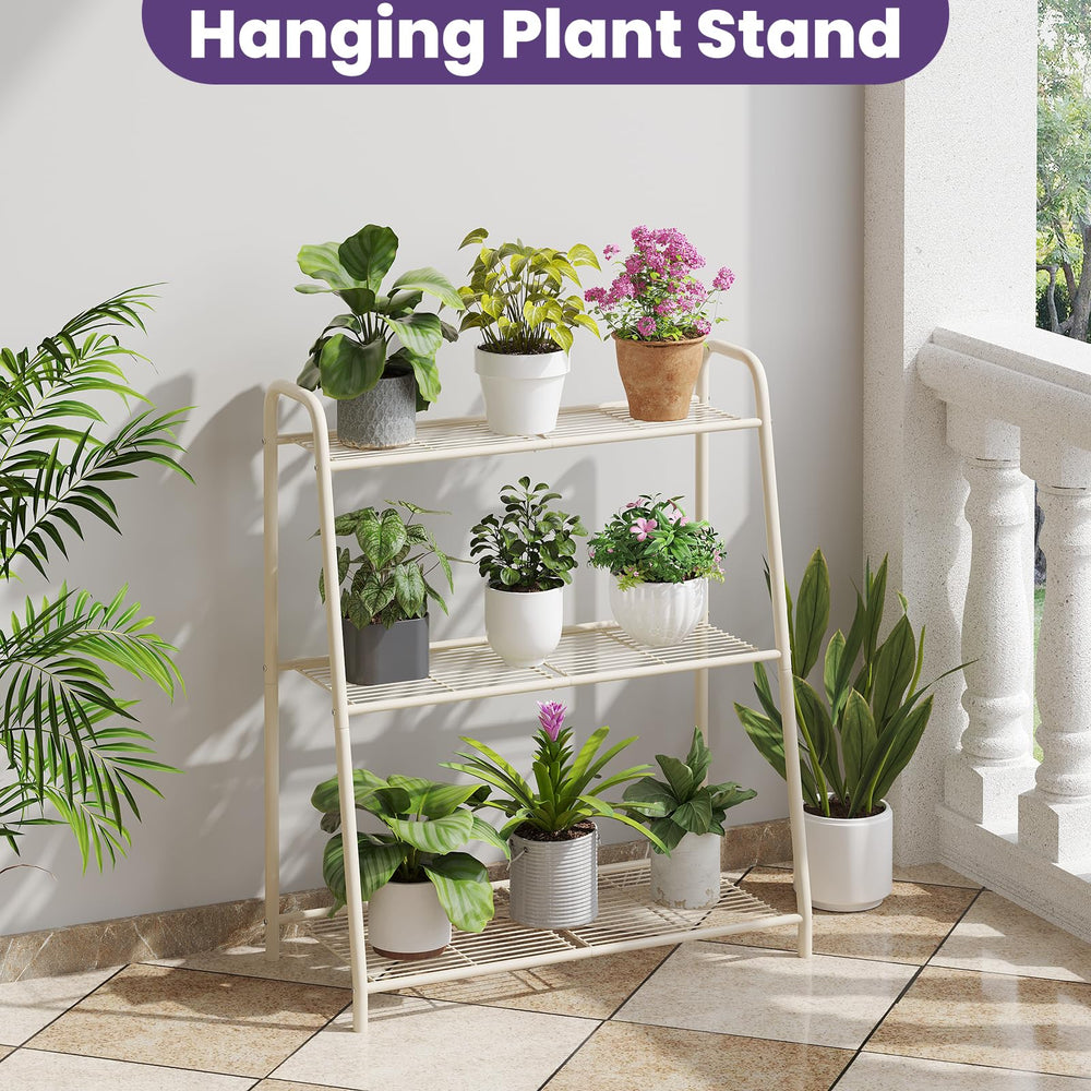 Wieghda plant stand on balcony displaying pots and saving floor space benefit
