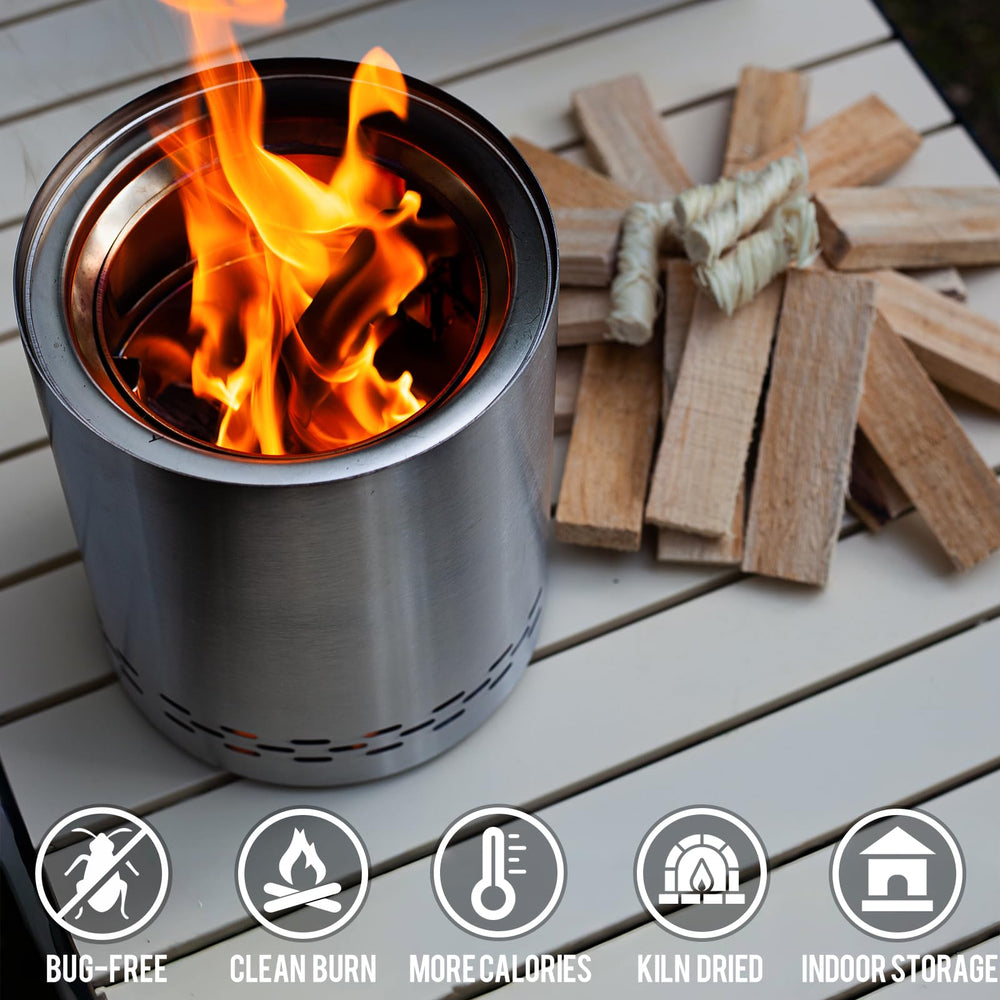 WIFER wax fire starters with sticks arranged illustrating easy reliable ignition