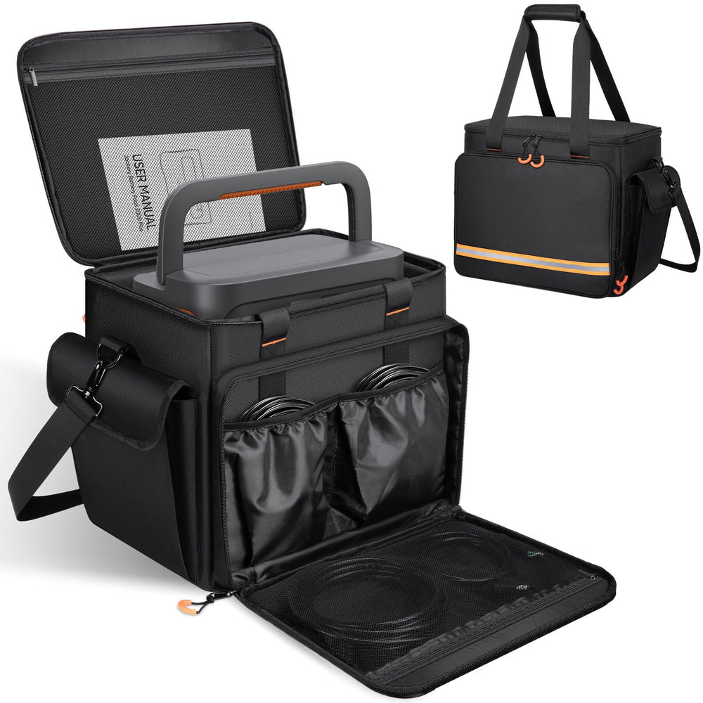 Wigojoy front view with Jackery Explorer 2000 V2 showing secure fit and easy transport