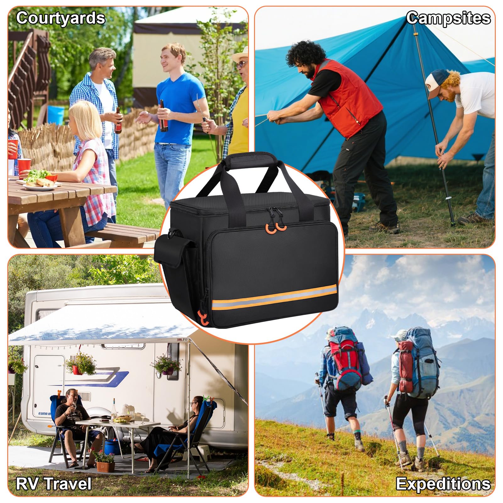 Wigojoy staged outdoor camping setup protecting power station during travel