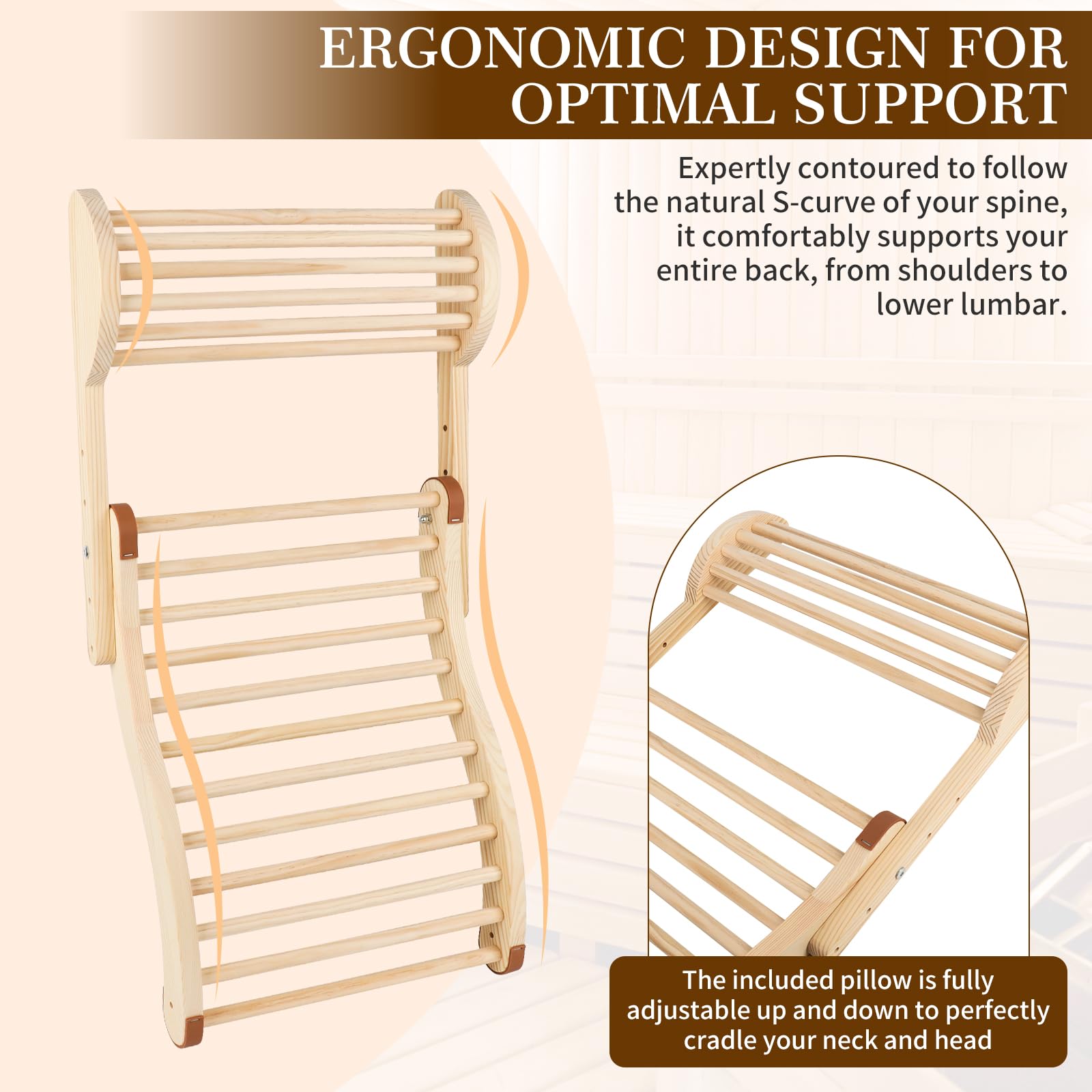 Wiiyita close-up of removable wooden pillow for adjustable neck support