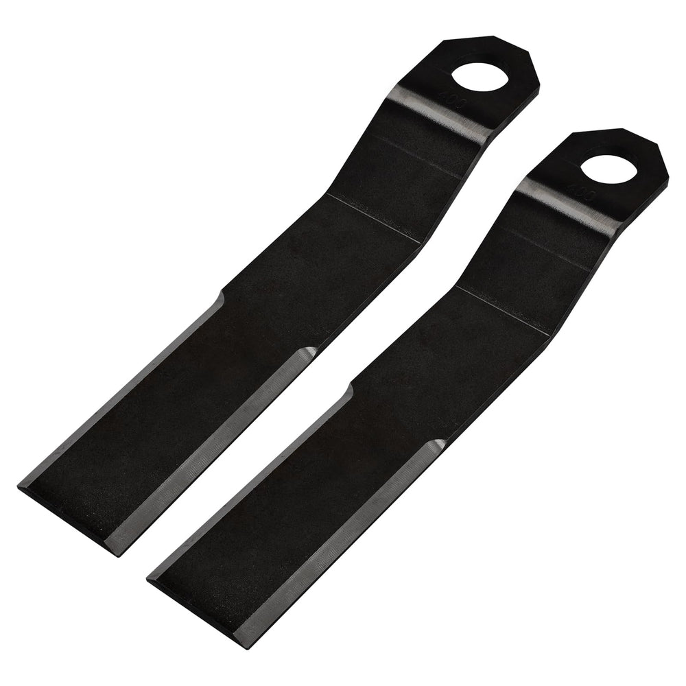 WIKIBB front view of two replacement bush hog blades showing shape and finish for easy fit