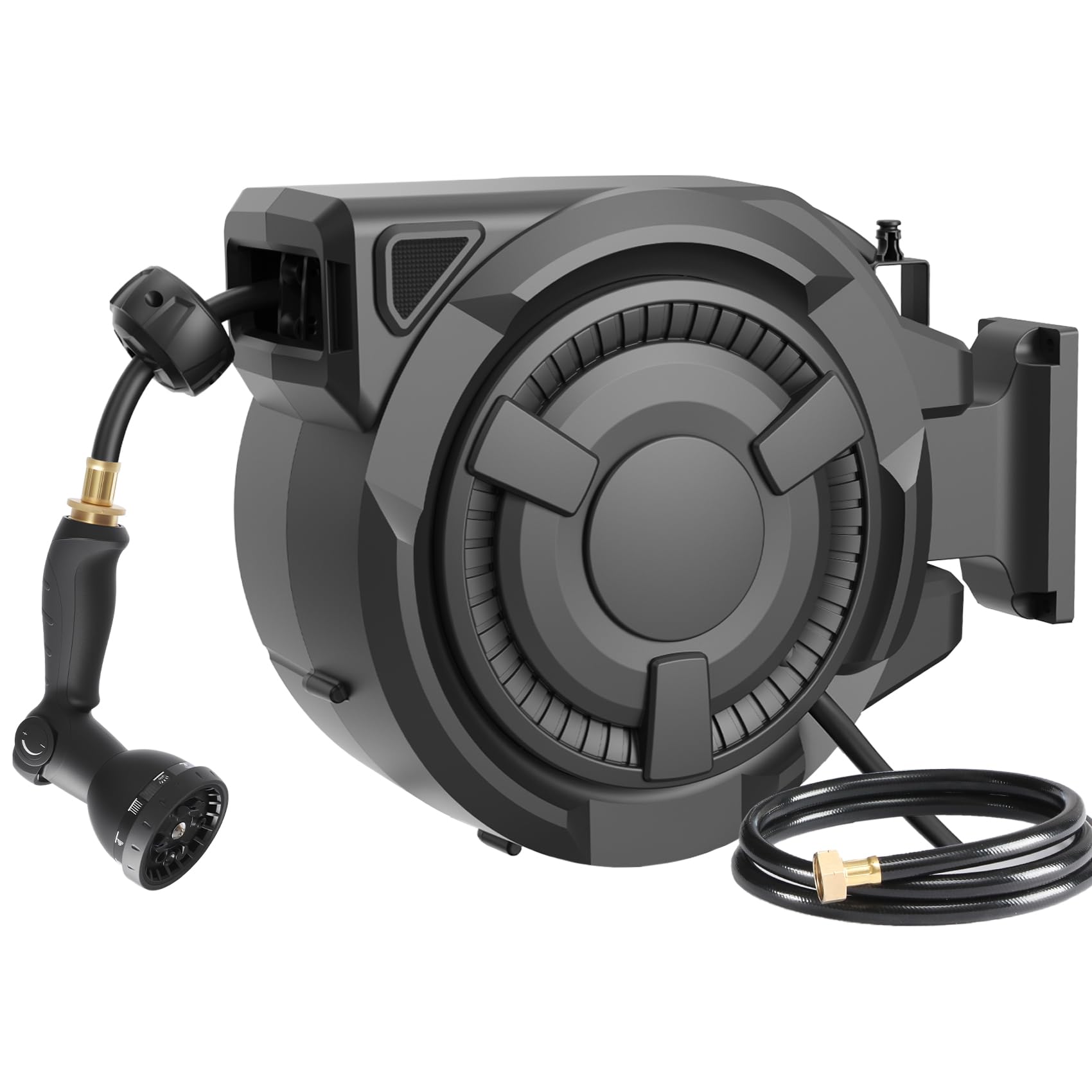 wikiwiki front view of hose reel showing tidy storage and space-saving benefit