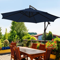 wikiwiki offset umbrella front view showing wide shade and clean profile benefits