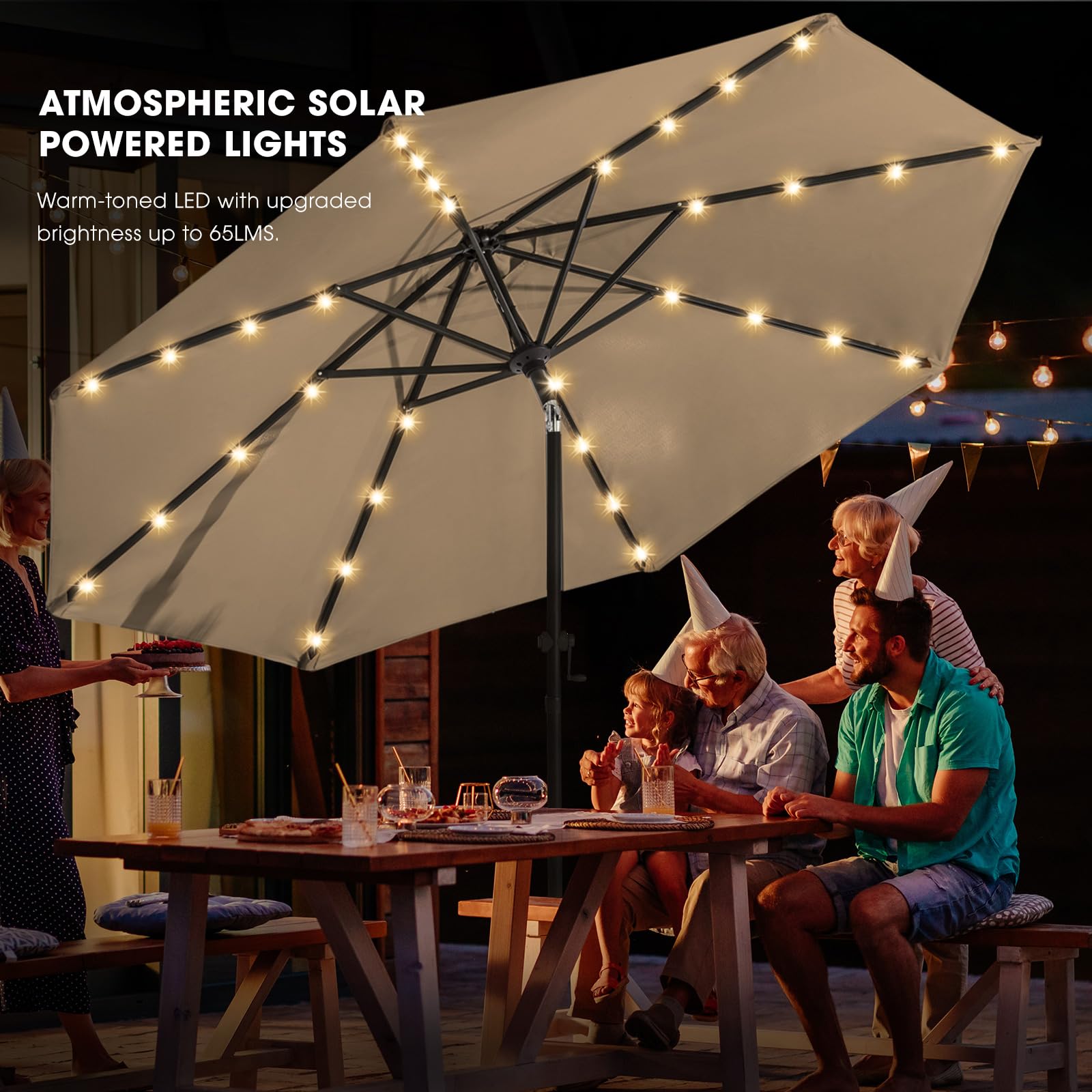 wikiwiki umbrella next to table showing 10ft scale and coverage benefit