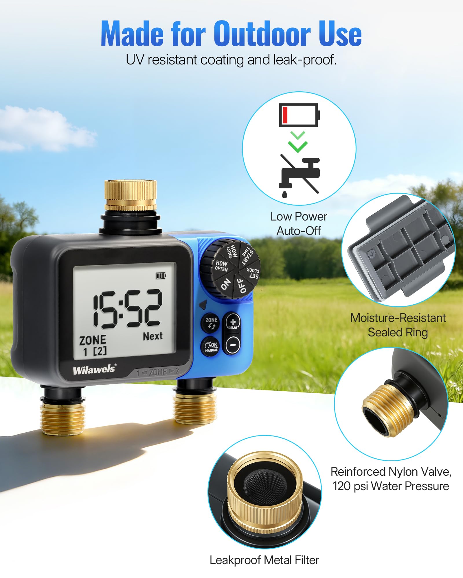 WILAWELS installed on garden faucet enabling reliable automated watering