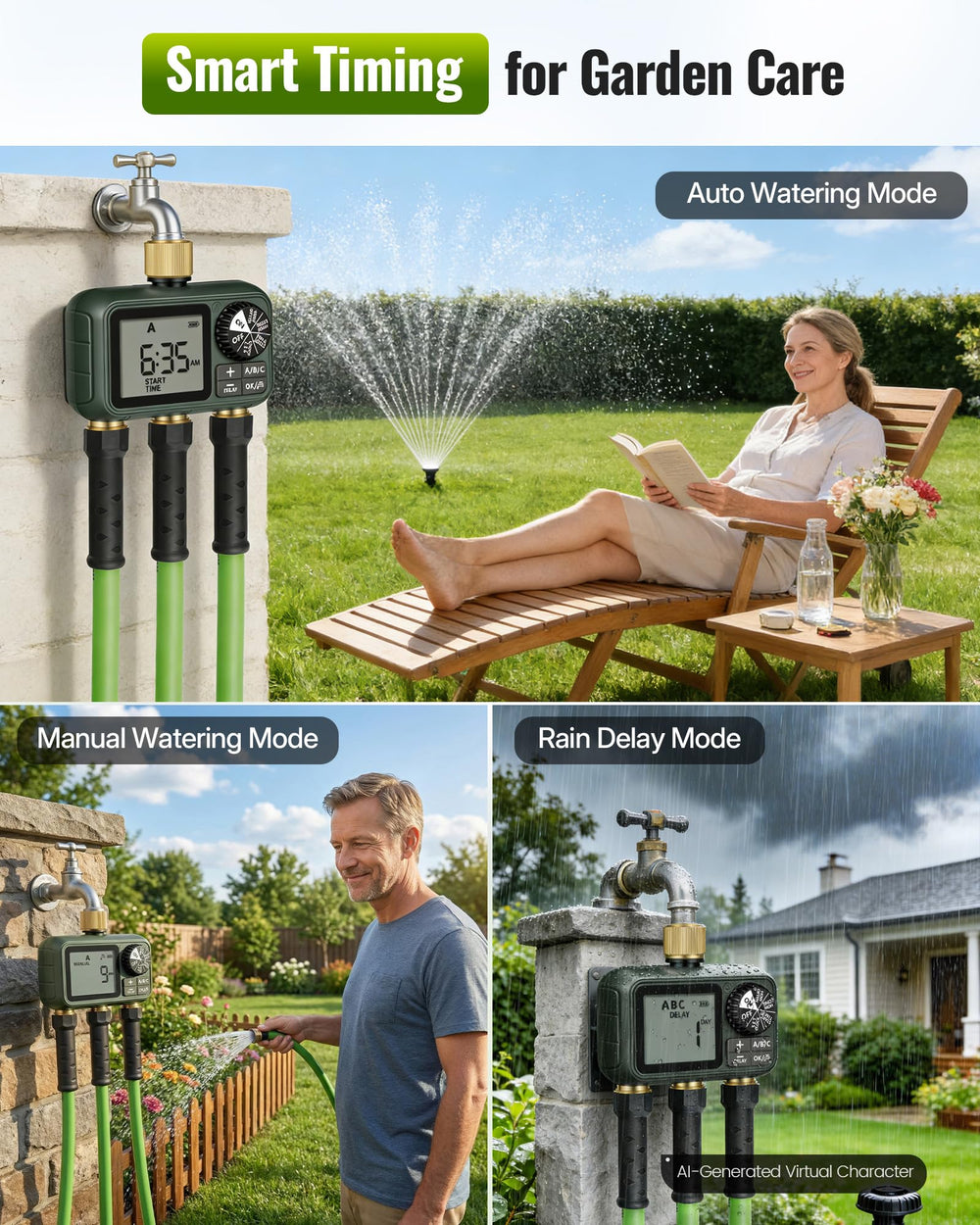 WILAWELS lifestyle patio and planters image showing automated watering for mixed plantings