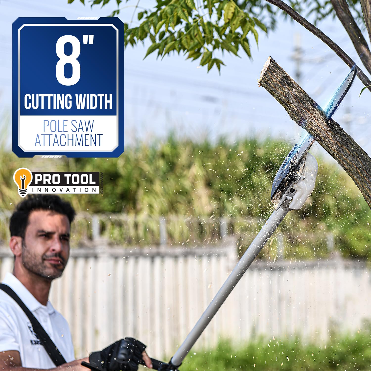 Wild Badger Power brush cutter blade detail showing robust cutting edge for dense weeds and overgrowth removal
