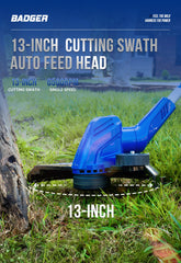 Wild Badger Power wheeled edger attachment showing stable edging for clean borders