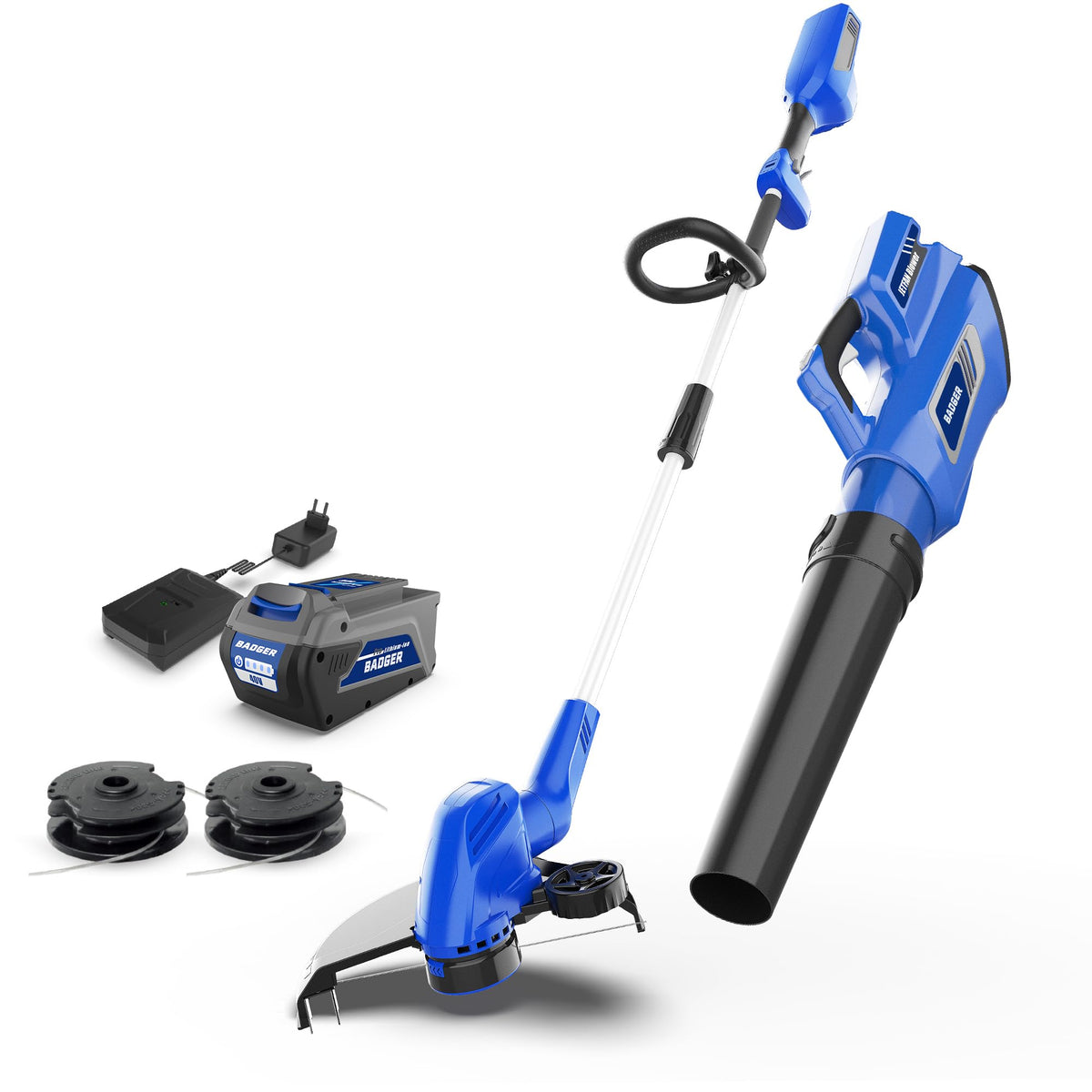Wild Badger Power front view of full kit showing attachments and benefit of versatility