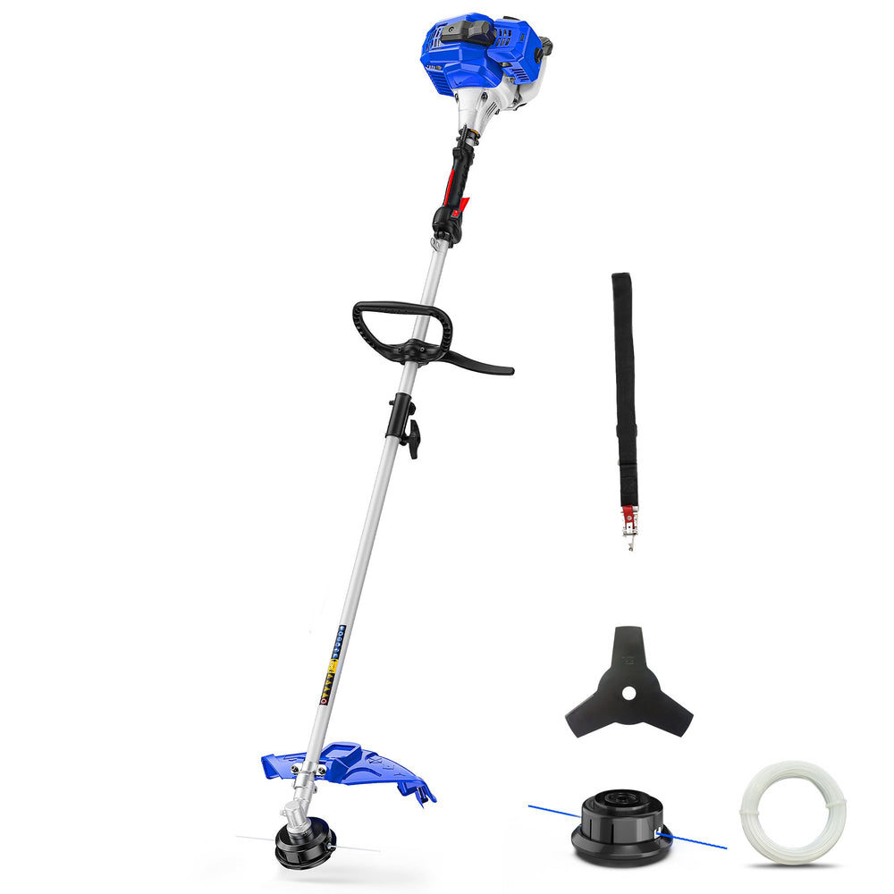 Wild Badger Power front view showing full unit and attachments for versatile yard work