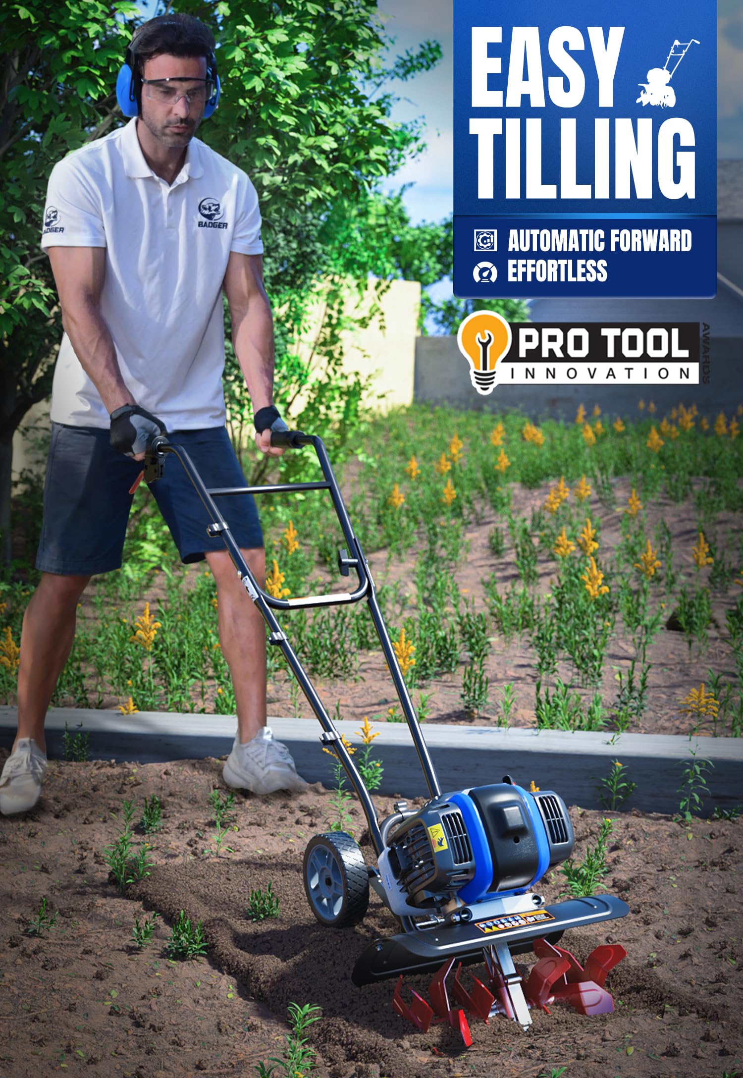 Wild Badger Power in garden use breaking soil quickly for faster bed preparation