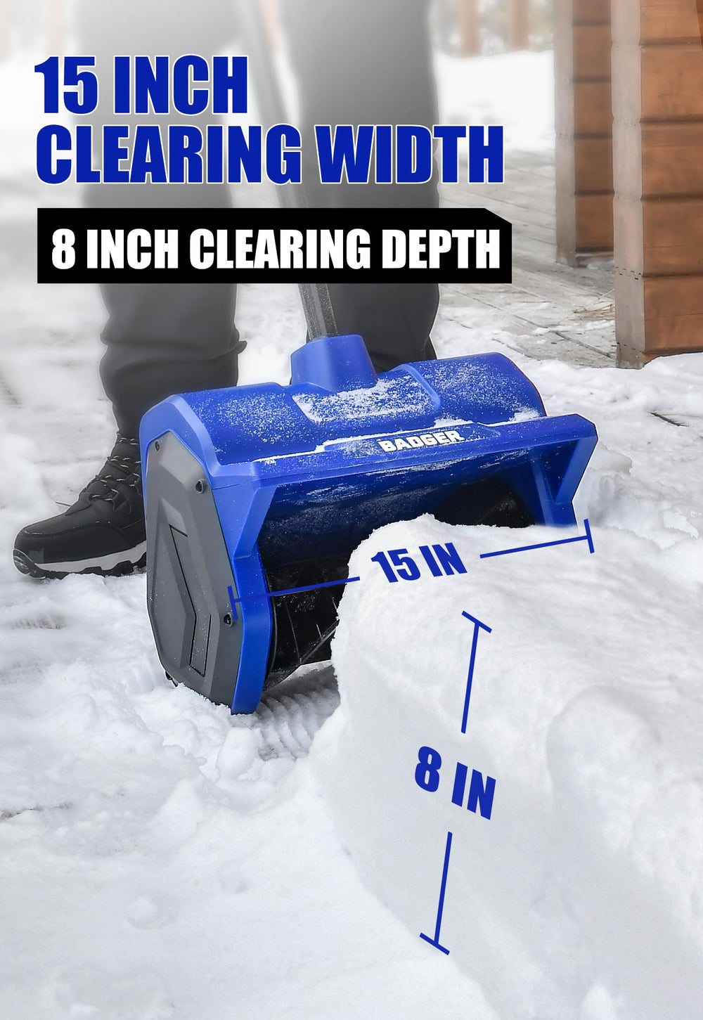 Wild Badger Power clearing snow on stairs to reduce lifting and speed morning routines