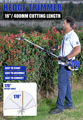 Wild Badger Power close-up of 17-inch string trimmer head demonstrating precise grass trimming benefit