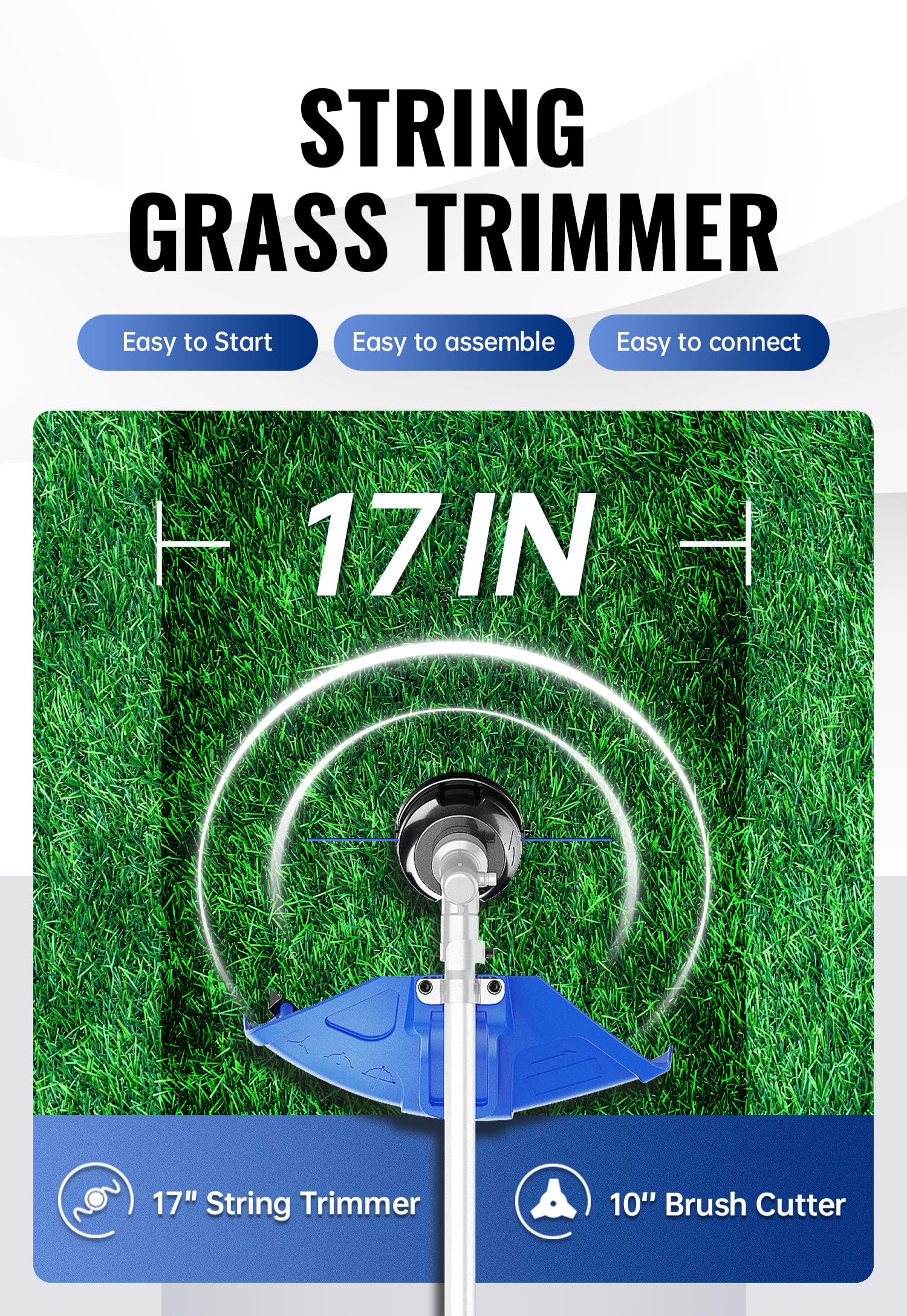 Wild Badger Power trimmer head image showing PA line and ready-to-use cutting benefit