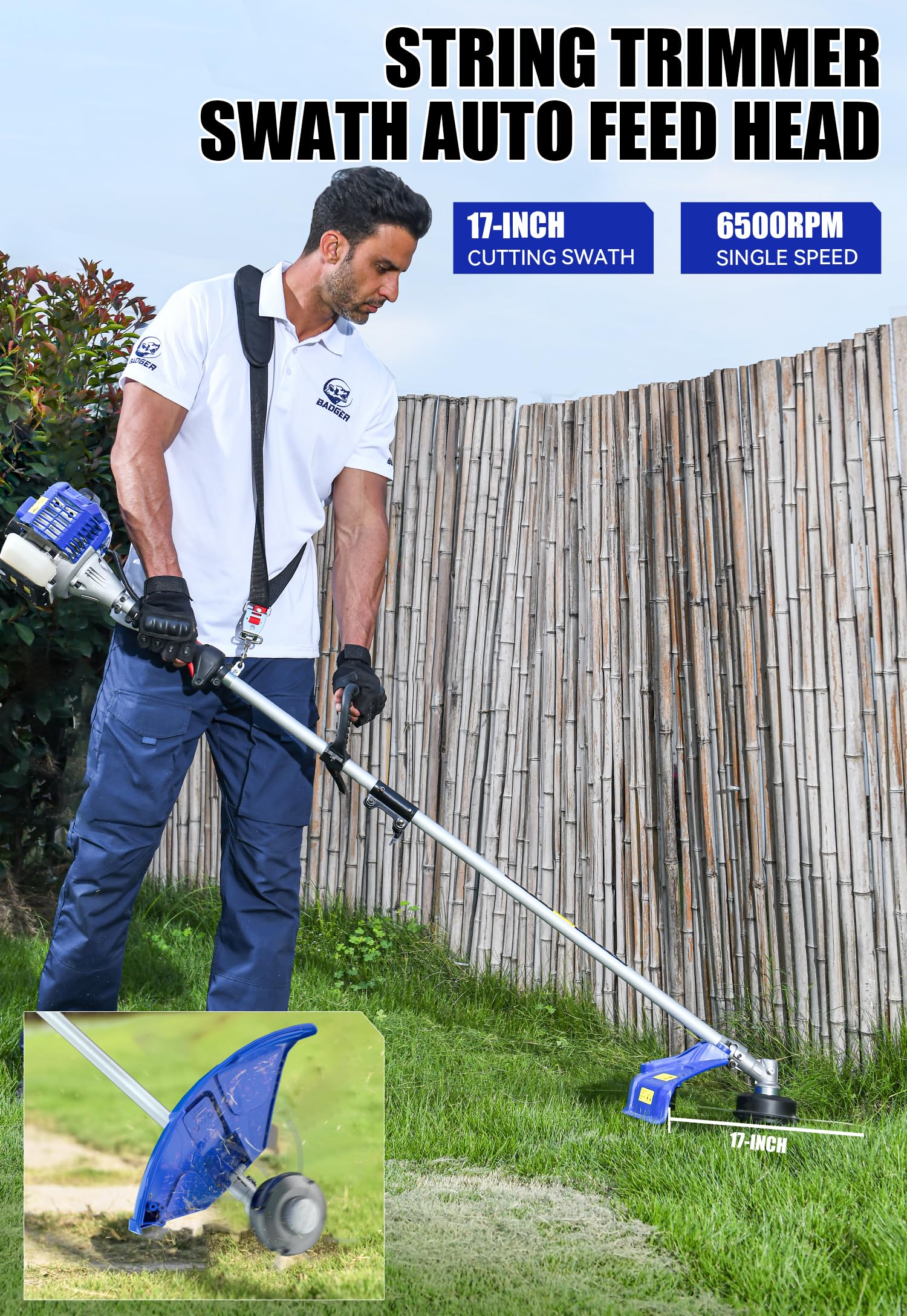 Wild Badger Power wheeled edger cutting a clean lawn border to show fast, neat edging benefit