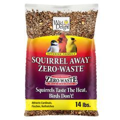 Wild Delight empaque frontal Squirrel Away muestra 14 lb y beneficios anti-ardillas