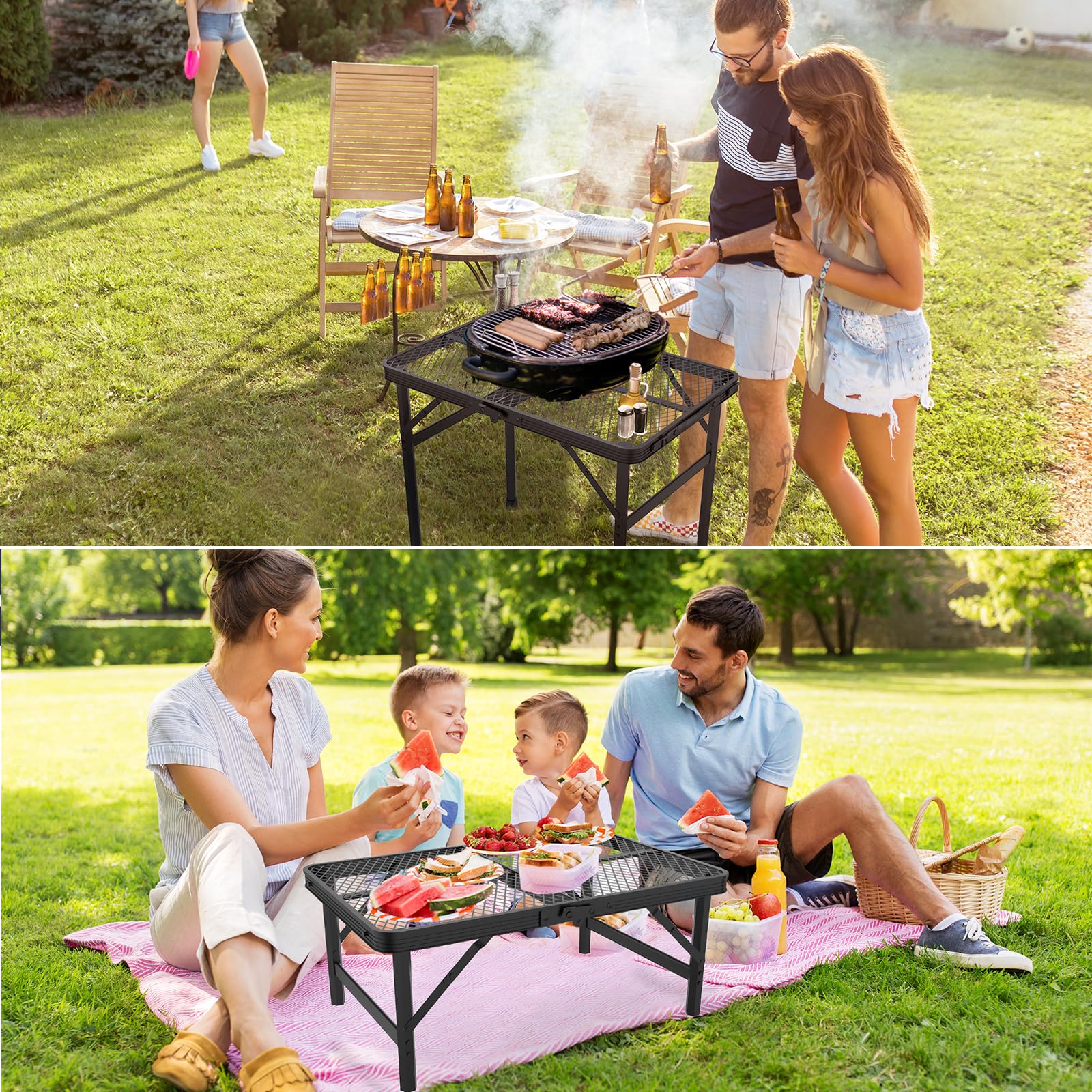 WildFinder in-use beside camping grill for reliable cooking surface