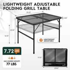 WildFinder close-up of coated metal mesh top showing heat resistance benefit for hot pans
