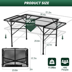 WildFinder table with wing panels open showing extra workspace for cooking and serving