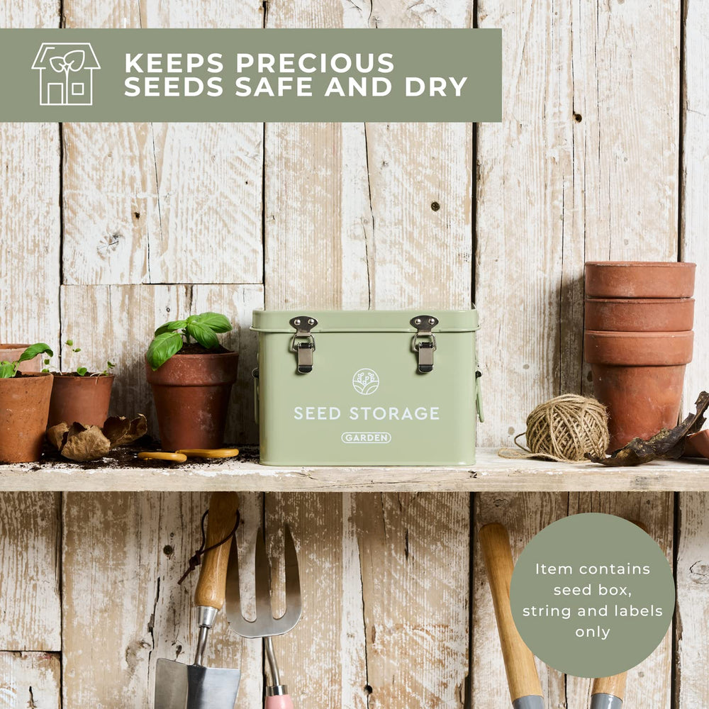 WILDGOOSE seed box sealed lid and clasp protecting seeds from moisture